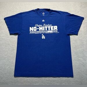 Los Angeles Dodgers T-Shirt Men's Large Blue MLB Clayton Kershaw No-Hitter 2014